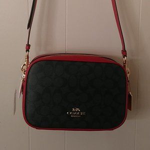 Coach Jes Crossbody in Brown Sig Canvas x 1941 red
